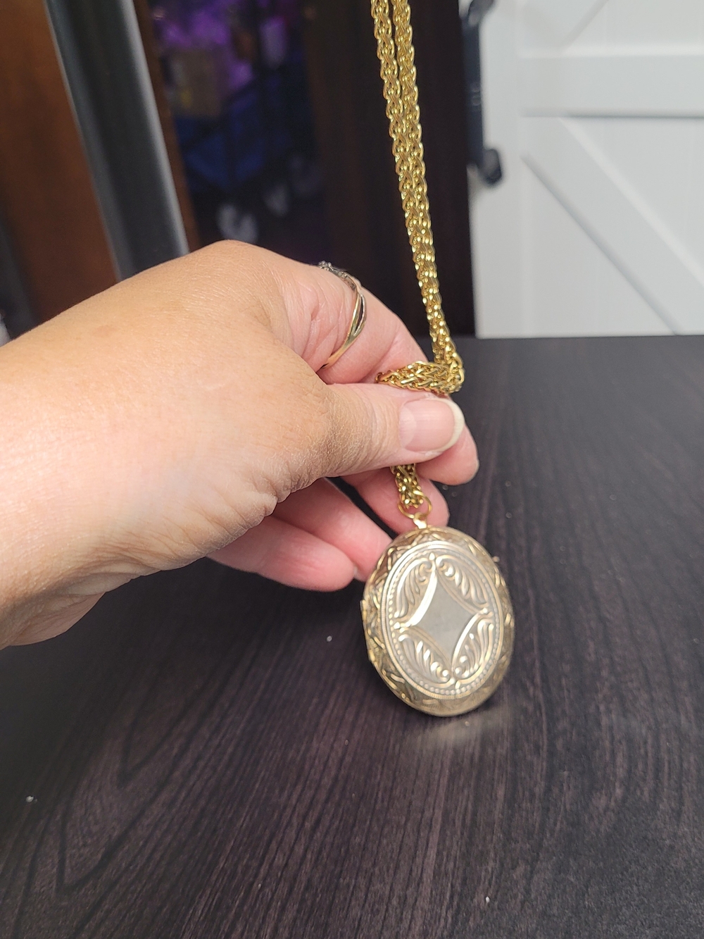 Hand Crafted Gold-Tone Engraved Locket Necklace
